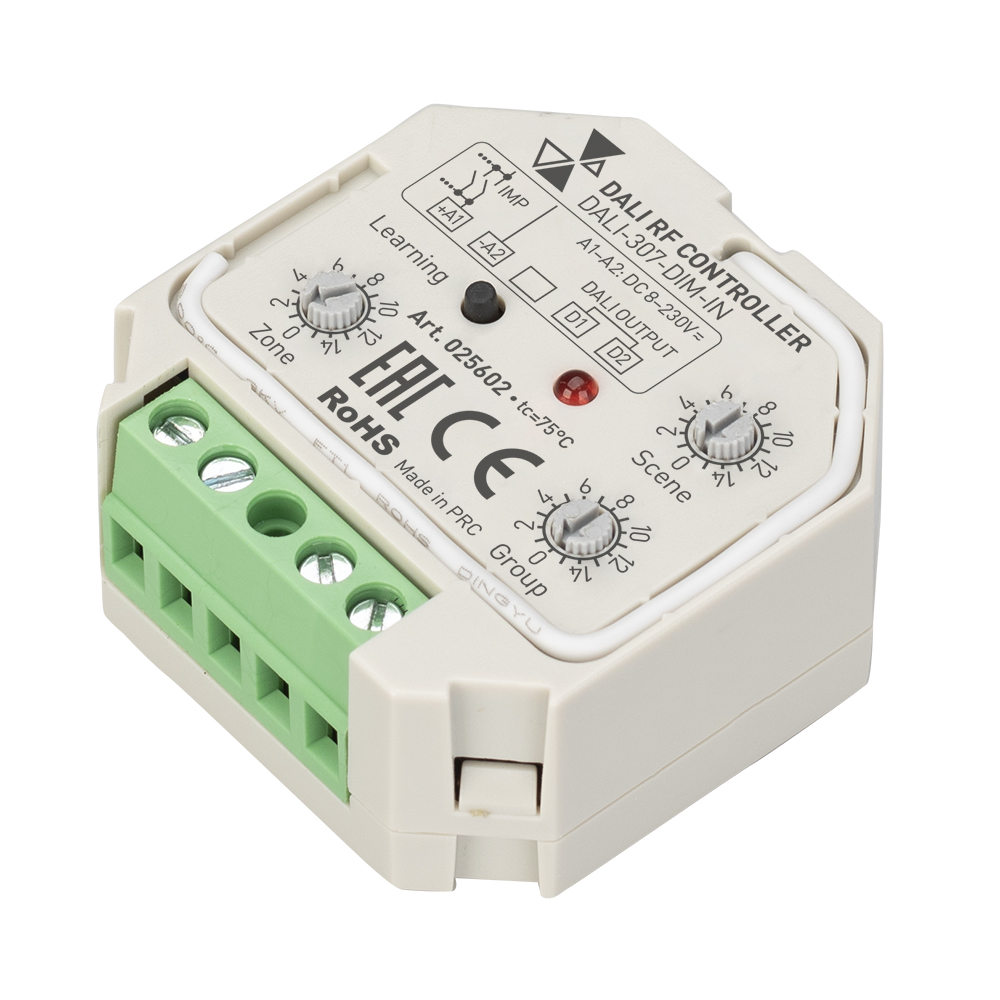Arlight INTELLIGENT ARLIGHT Конвертер RF-сигнала DALI-307-DIM-IN (DALI-BUS, RF, PUSH) (IARL, Пластик) 025602