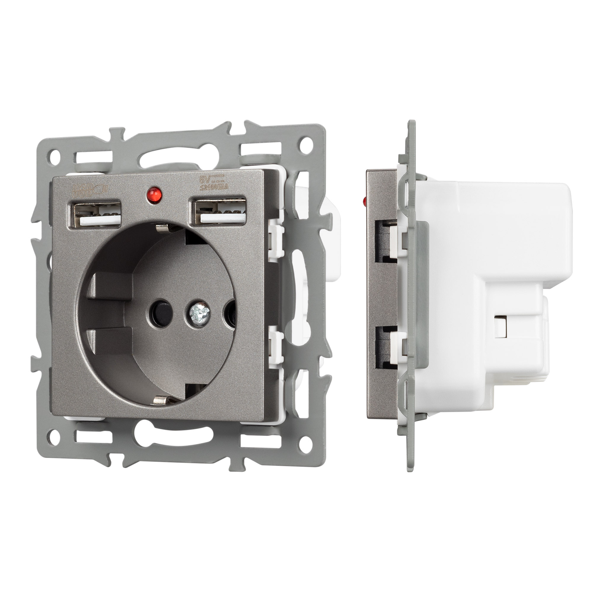 Механизм розетки с USB зарядкой SCT-MUAA-PL-GR (250V, 16A) (Arlight, -) 043735