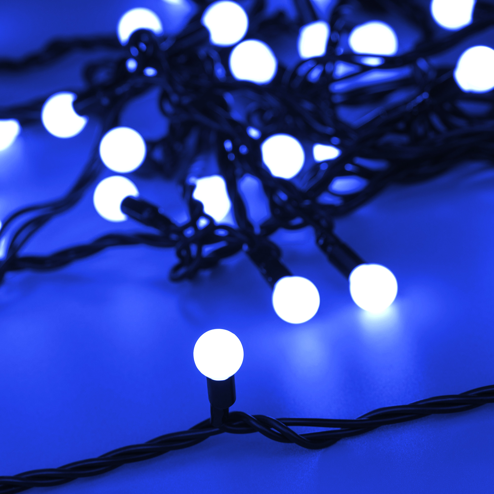 Arlight Светодиодная гирлянда ARD-BALL-CLASSIC-D13-5000-BLACK-50LED BLUE (230V, 3.5W) (Ardecoled, IP65) 025564