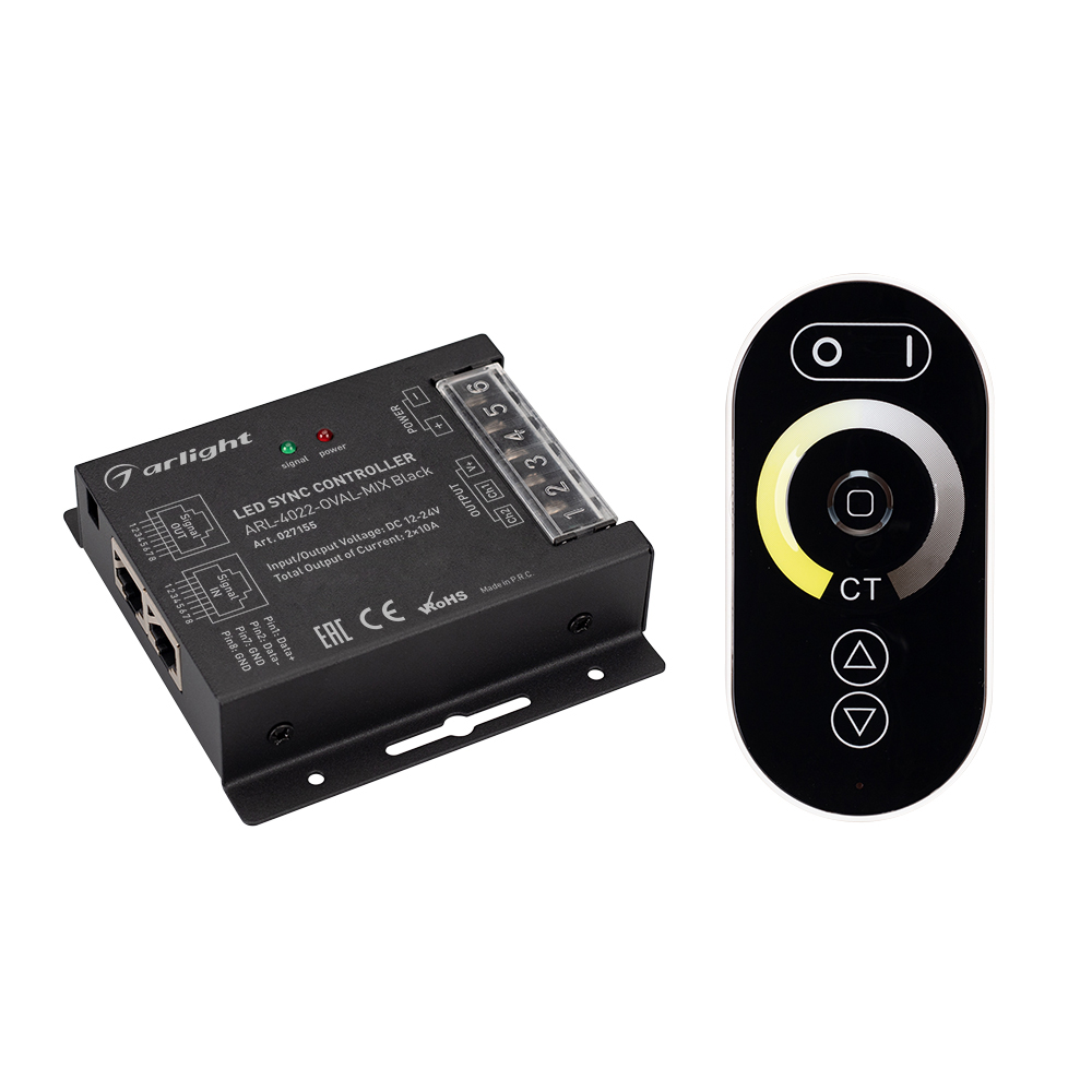 Контроллер ARL-4022-OVAL-MIX Black (12-24V, 2x10A, ПДУ, RF) (Arlight, IP20 Металл, 3 года) 027155