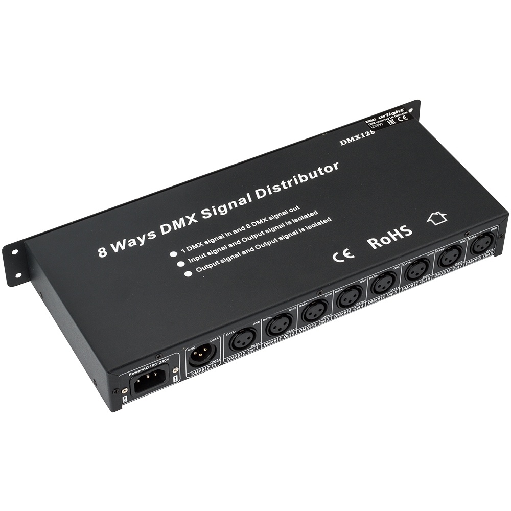 Arlight Контроллер-распределитель LN-DMX-8CH (230V) (Arlight, IP20 Металл, 1 год) 019502