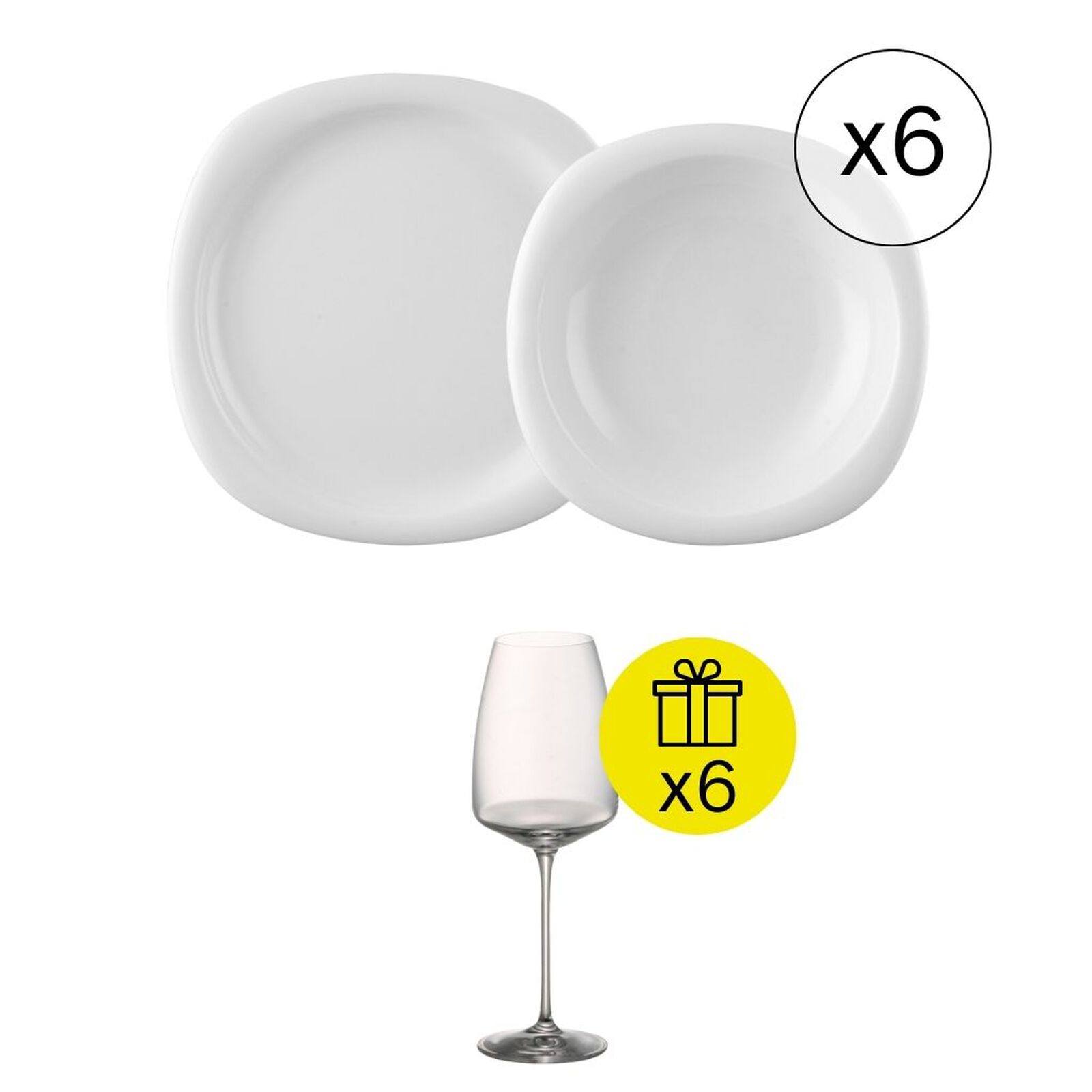Rosenthal Rosenthal Set di Piatti per 6 persone, Iconico 12 pezzi con Regalo